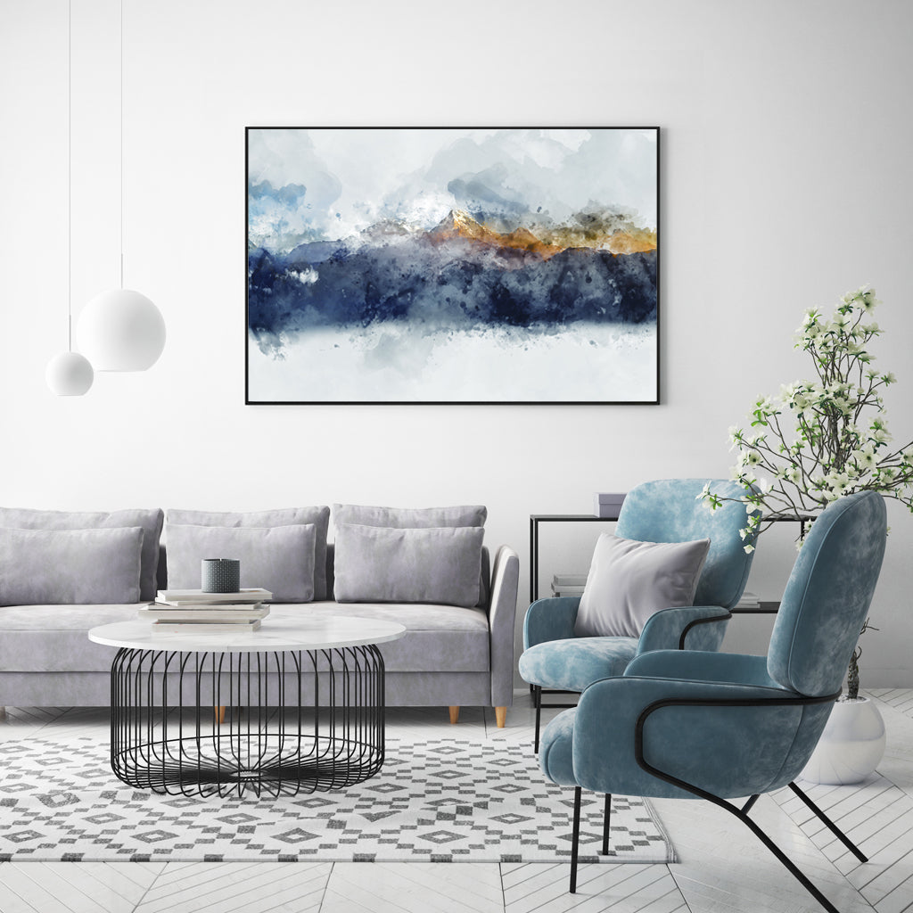 Abstract Sunlight Mountains Frame Canvas Wall Art