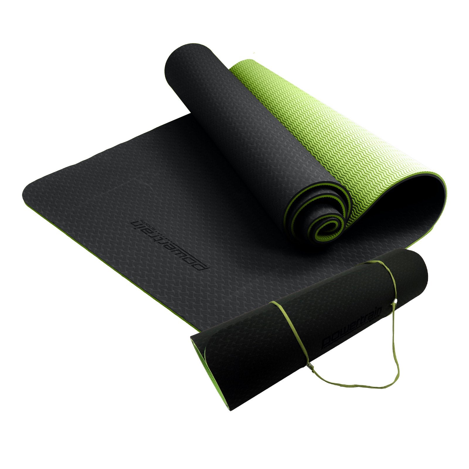 Powertrain Eco-Friendly Pilates Exercise Yoga Mat - Black Green