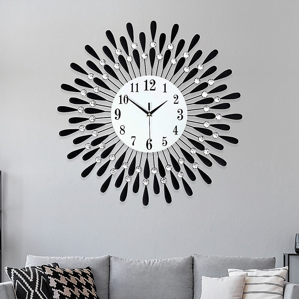 Large Modern 3D Crystal Wall Clock Luxury Art Home Decor